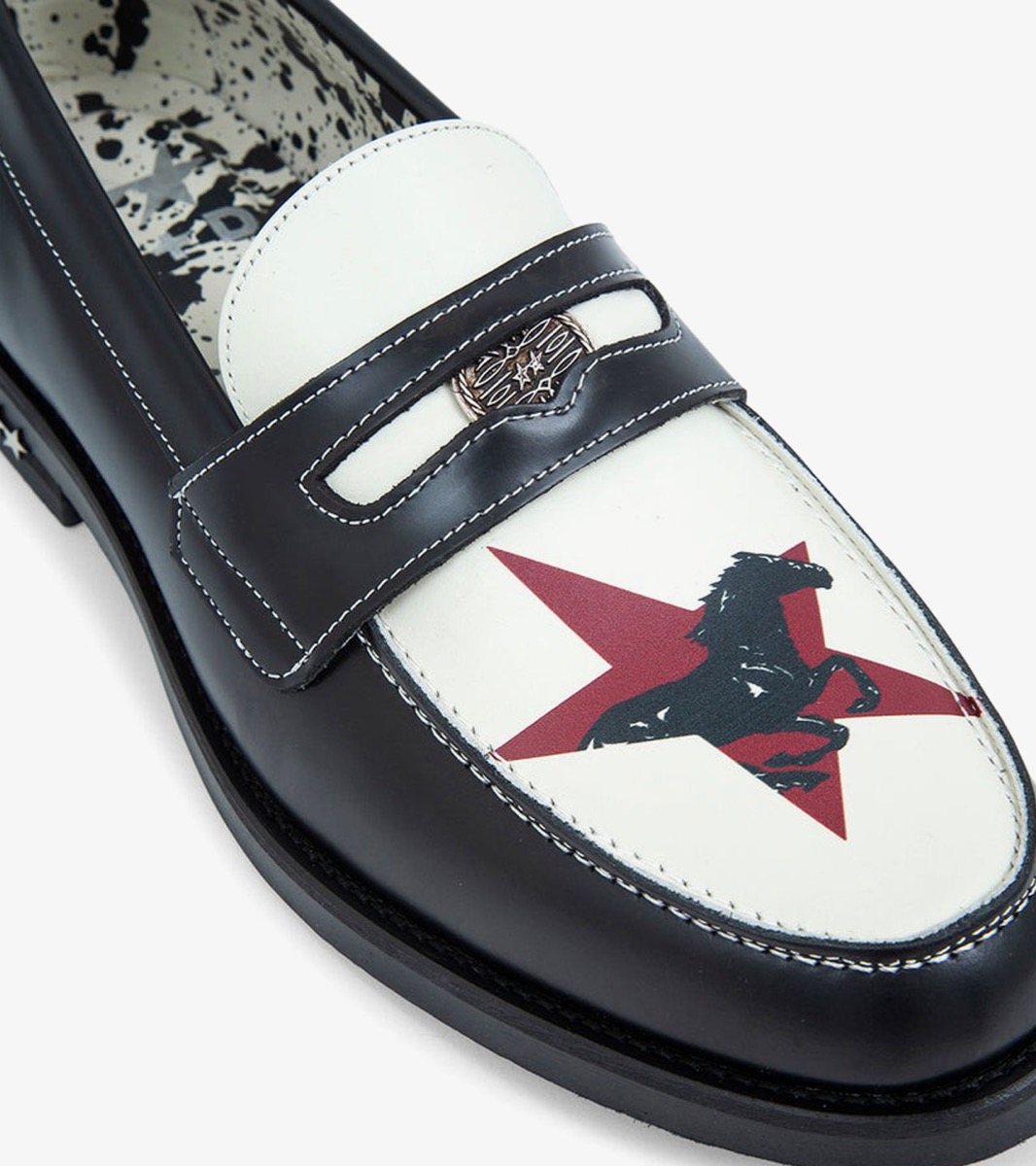 Twojeys X Duke And Dexter Wild Horse Penny Loafer Black White