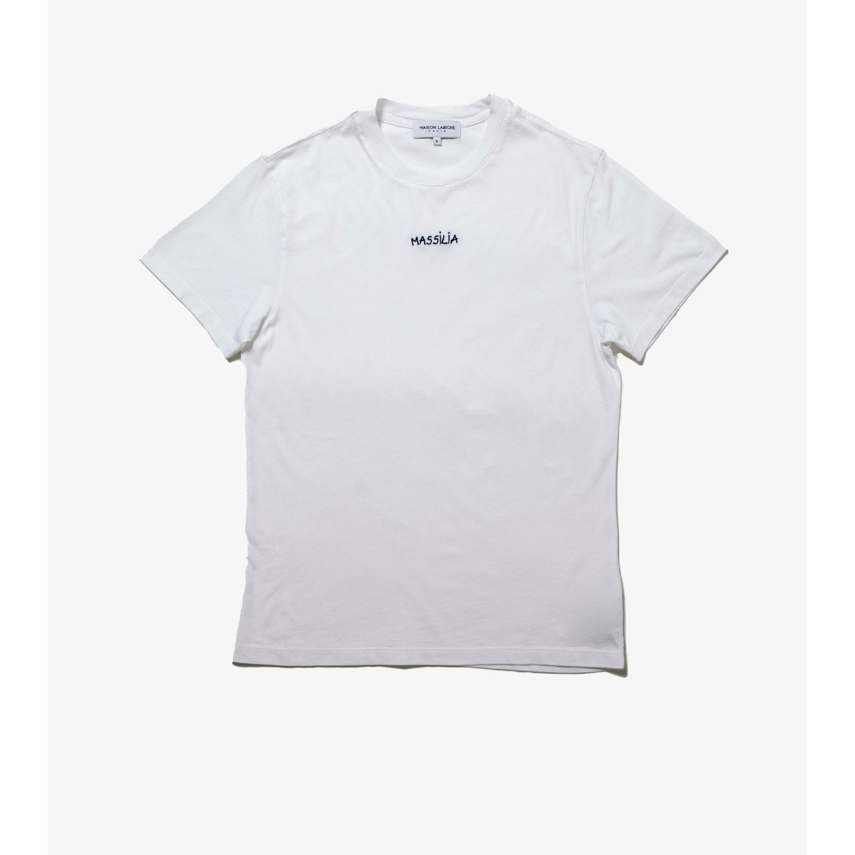 Maison Labiche Striped Tee with Folies Patch White Size XL