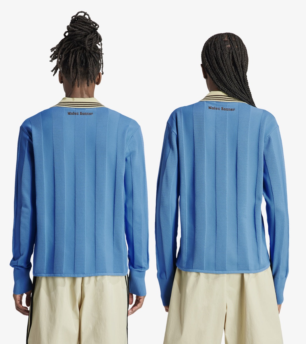 Adidas X Wales Bonner Knit Long Sleeve Football Tee Lucky Blue
